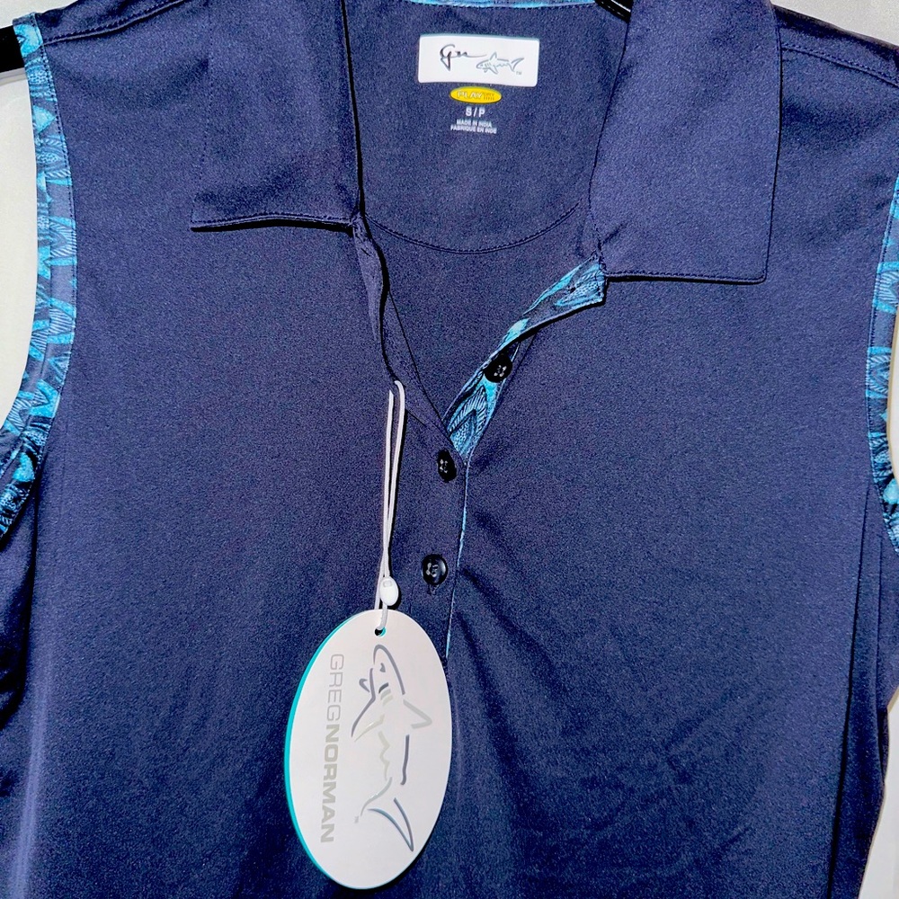 Greg Norman Play Dry Sleeveless Navy Polo